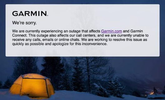 由勒索软件攻击引起的Garmin公司为数百万用户提供的在线服务中断