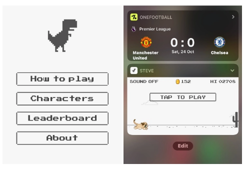 在iOS 14小部件中播放谷歌Chrome浏览器的Dino Runner游戏