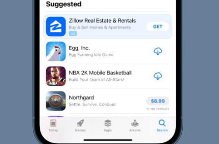 苹果App商店的搜索选项卡现在具有专用的广告位