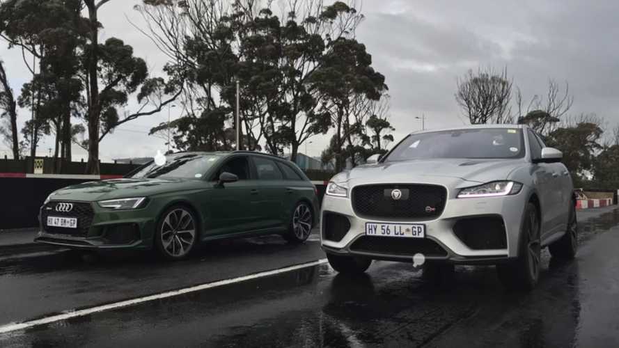 奥迪RS4 Avant，Jaguar F-Pace SVR在湿拖赛中相遇