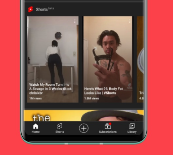 YouTube在底部导航栏中测试专用的短裤选项卡
