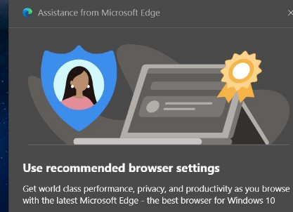 隐藏的微软Edge标志可能会阻止推荐的浏览器设置提示
