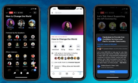 Facebook推出现场音频室功能以应对会所