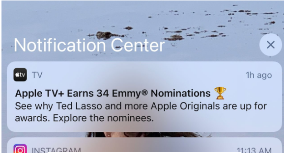 苹果发送推送通知广告艾美奖提名
