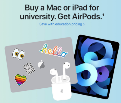 在购买产品时苹果经常为大学生和中学生提供很大的教育折扣