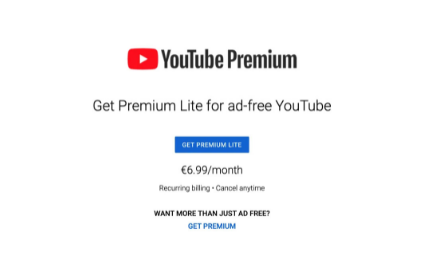 YouTube测试更便宜的无广告Premium Lite订阅