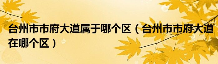 台州市市府大道属于哪个区（台州市市府大道在哪个区）