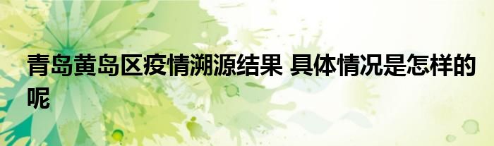 青岛黄岛区疫情溯源结果 具体情况是怎样