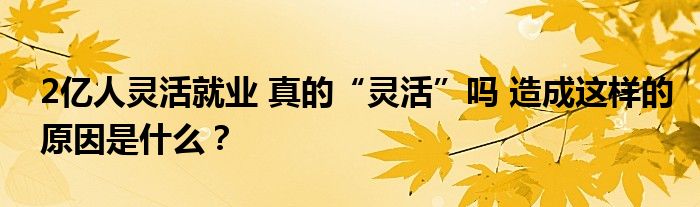 2亿人灵活就业 真的“灵活”吗 造成这样的原因是什么？