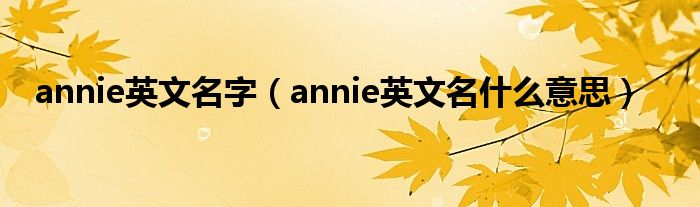 annie英文名字（annie英文名什么意思）