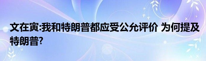 文在寅:我和特朗普都应受公允评价 为何提及特朗普?