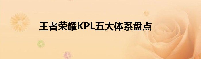 王者荣耀KPL五大体系盘点