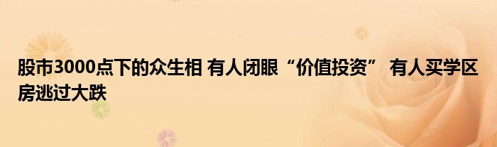 股市3000点下的众生相 有人闭眼“价值投资” 有人买学区房逃过大跌