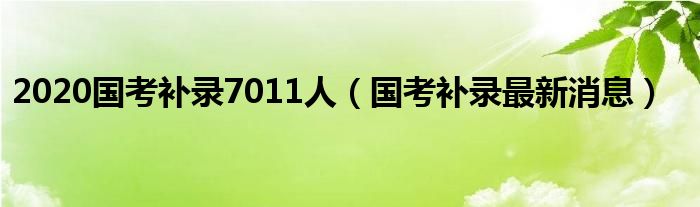 2020国考补录7011人（国考补录最新消息）