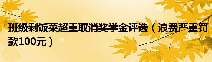 班级剩饭菜超重取消奖学金评选（浪费严重罚款100元）