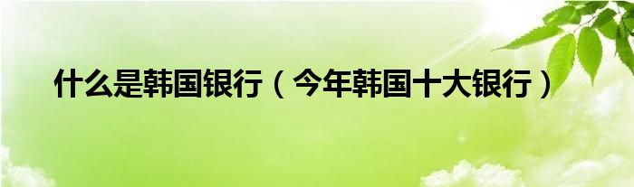 什么是韩国银行（今年韩国十大银行）