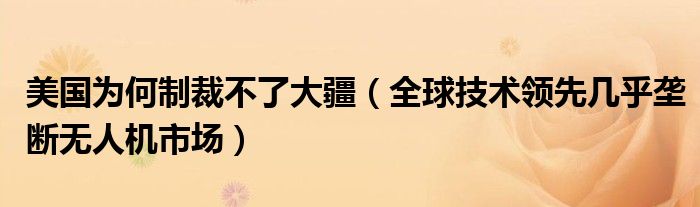 美国为何制裁不了大疆（全球技术领先几乎垄断无人机市场）