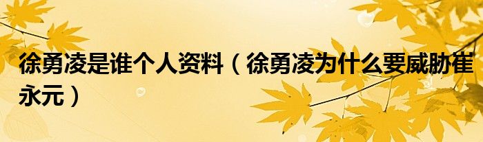 徐勇凌是谁个人资料（徐勇凌为什么要威胁崔永元）