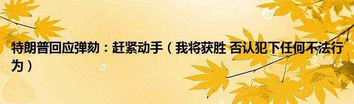 特朗普回应弹劾：赶紧动手（我将获胜 否认犯下任何不法行为）