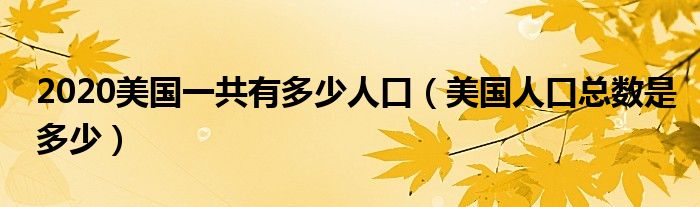 2020美国一共有多少人口（美国人口总数是多少）