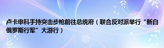 卢卡申科手持突击步枪前往总统府（联合反对派举行“新白俄罗斯行军”大游行）