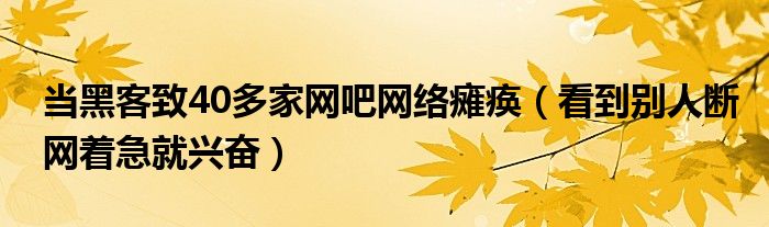 当黑客致40多家网吧网络瘫痪（看到别人断网着急就兴奋）