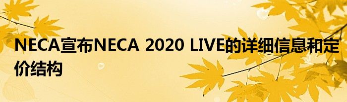 NECA宣布NECA 2020 LIVE的详细信息和定价结构