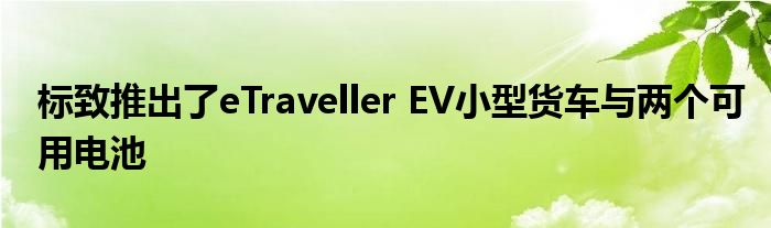 标致推出了eTraveller EV小型货车与两个可用电池