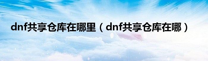 dnf共享仓库在哪里（dnf共享仓库在哪）