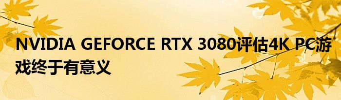NVIDIA GEFORCE RTX 3080评估4K PC游戏终于有意义