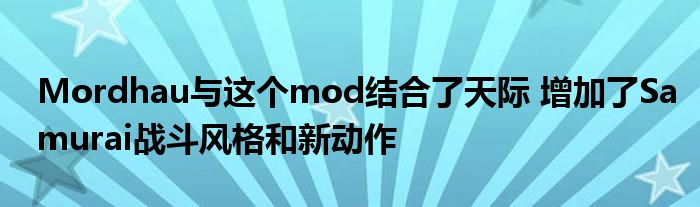 Mordhau与这个mod结合了天际 增加了Samurai战斗风格和新动作