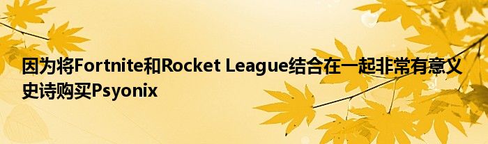 因为将Fortnite和Rocket League结合在一起非常有意义 史诗购买Psyonix