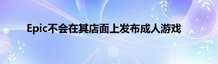 Epic不会在其店面上发布成人游戏