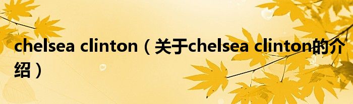 chelsea clinton（关于chelsea clinton的介绍）