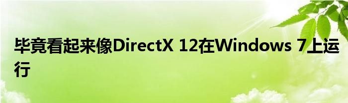毕竟看起来像DirectX 12在Windows 7上运行