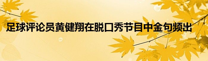 足球评论员黄健翔在脱口秀节目中金句频出