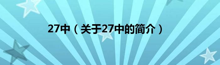 27中（关于27中的简介）