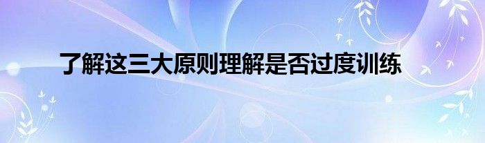 了解这三大原则理解是否过度训练