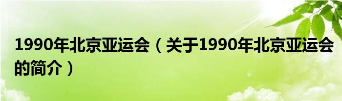 1990年北京亚运会（关于1990年北京亚运会的简介）