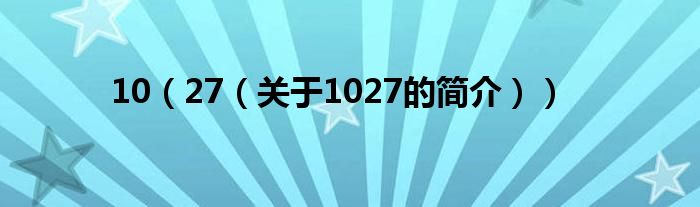 10（27（关于1027的简介））