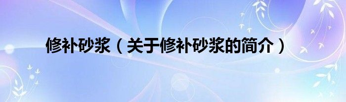 修补砂浆（关于修补砂浆的简介）