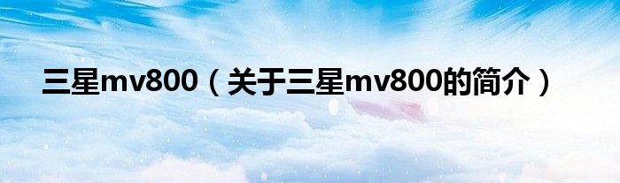 三星mv800（关于三星mv800的简介）