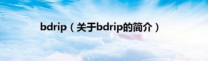 bdrip（关于bdrip的简介）