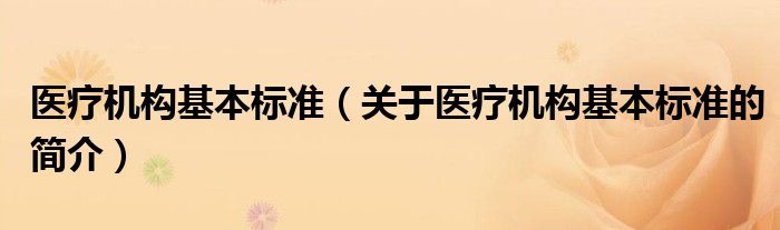 医疗机构基本标准（关于医疗机构基本标准的简介）