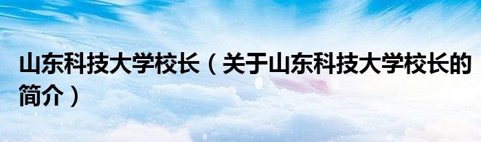 山东科技大学校长（关于山东科技大学校长的简介）