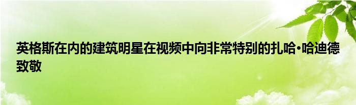 英格斯在内的建筑明星在视频中向非常特别的扎哈·哈迪德致敬