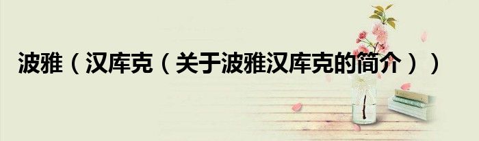 波雅（汉库克（关于波雅汉库克的简介））