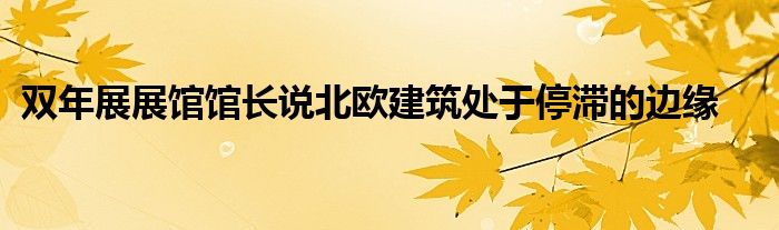 双年展展馆馆长说北欧建筑处于停滞的边缘