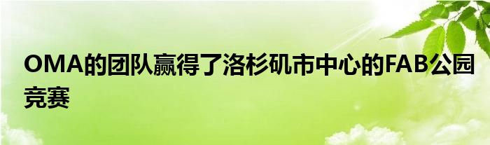 OMA的团队赢得了洛杉矶市中心的FAB公园竞赛