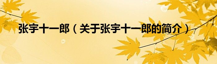 张宇十一郎（关于张宇十一郎的简介）